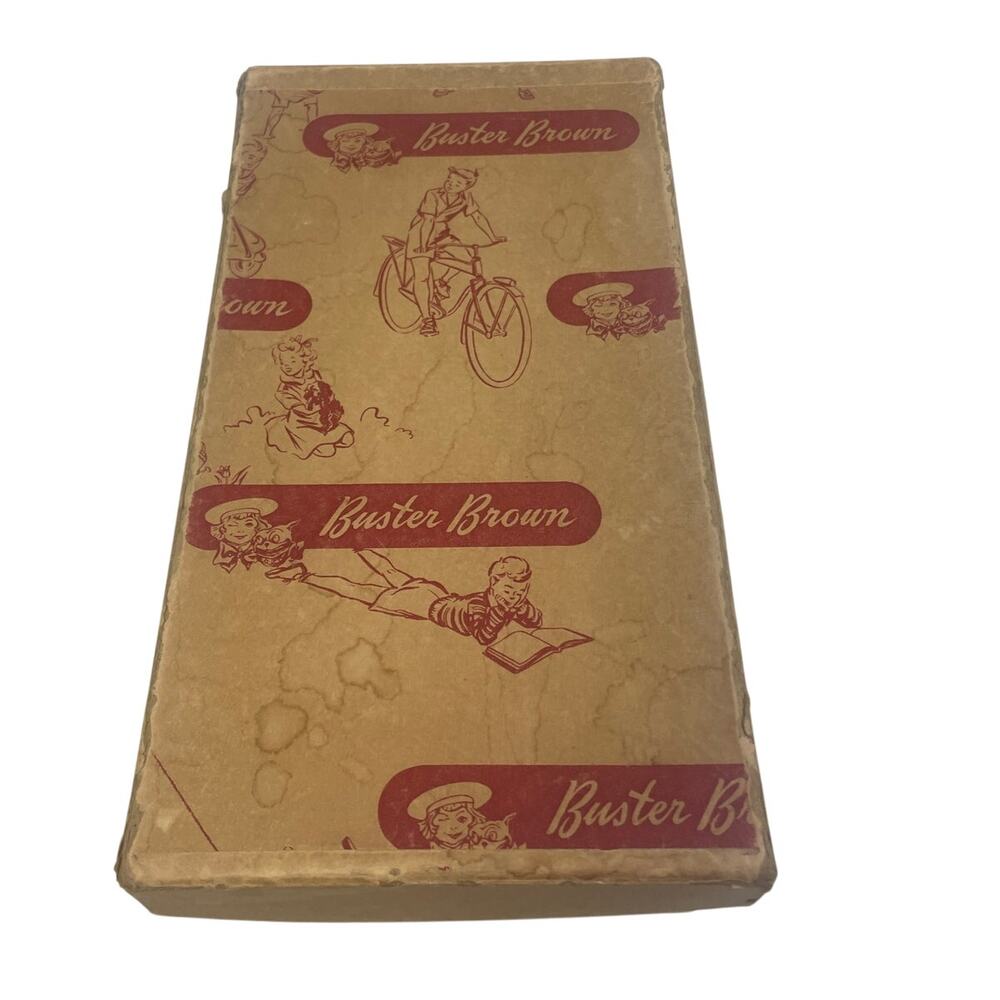 Vintage Buster Brown Advertisement Lightweight Cardboard Shoe Box W Lid